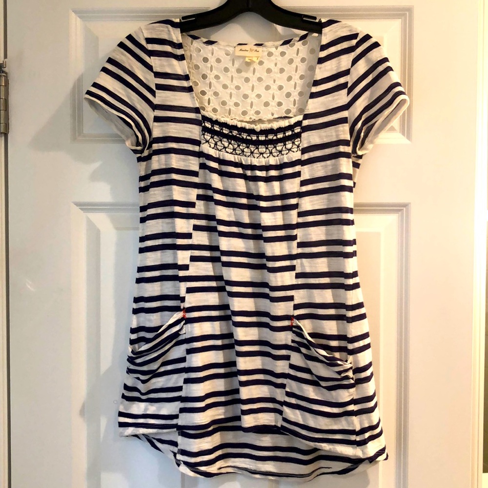 Blue and white stripped shirt (from Anthropologie)
